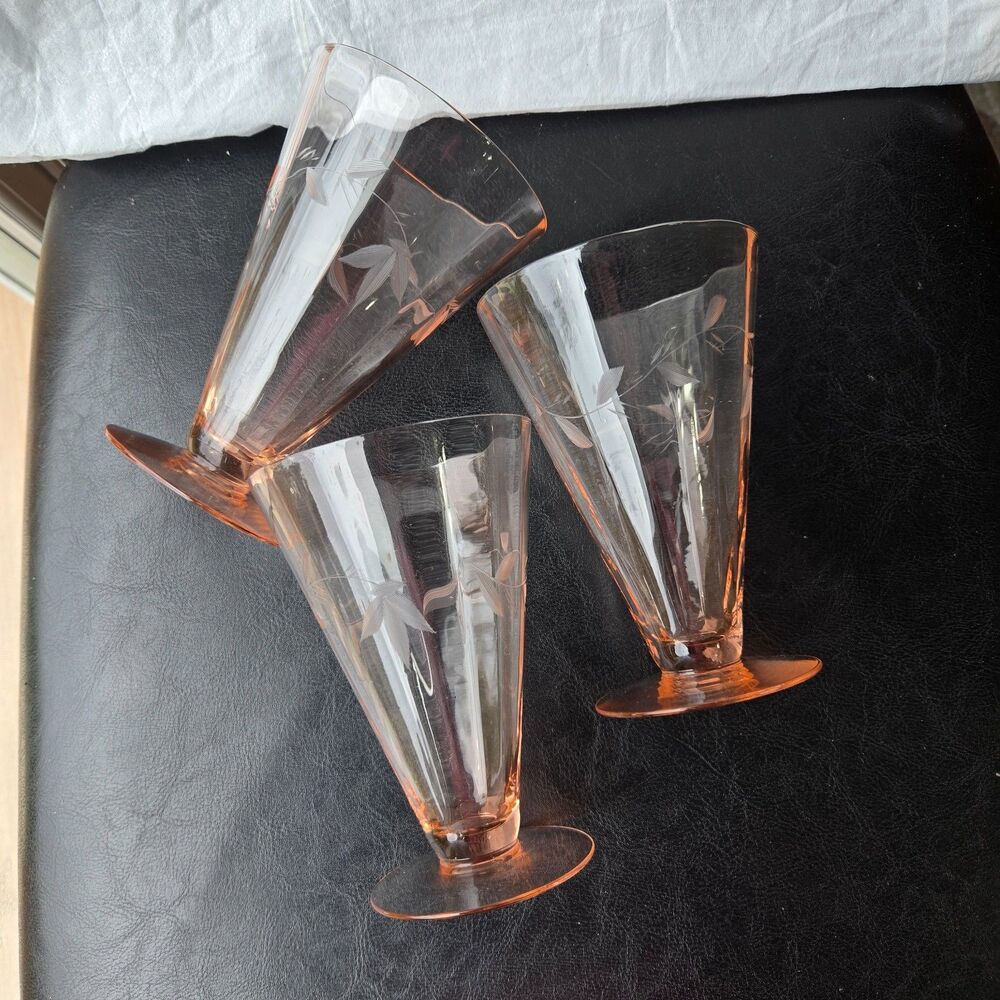 Vintage Tiffin-Franciscan 14196 Pink Elegant Depression Glass Set of 3 Footed